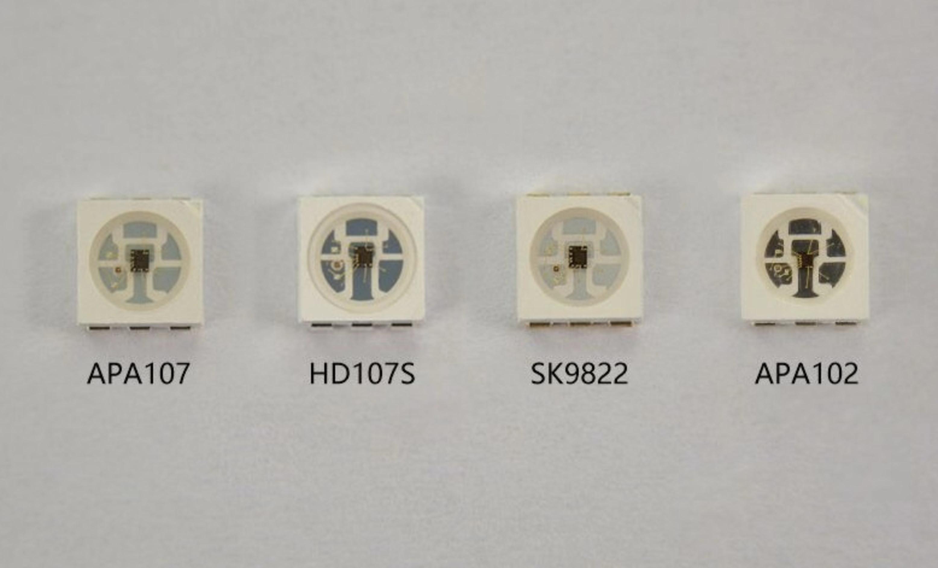 Comparação de Fita de LED WS2812B vs APA102 vs SK9822
