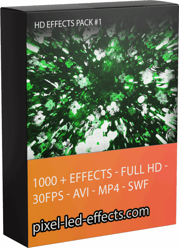 Pixel LED Effects Pack #1 – 1000 2D and 3D VJ Loops for LED Mapping, Resolume, MadMapper, Jinx, LED Edit